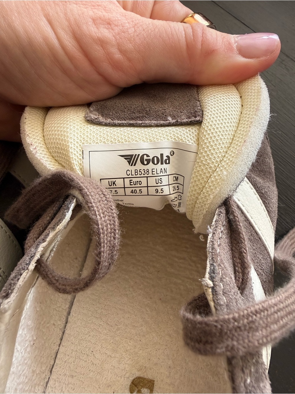 Nearly New—Gola Elan Sneakers—Taupe Grey/Off White - Picture 9 of 9